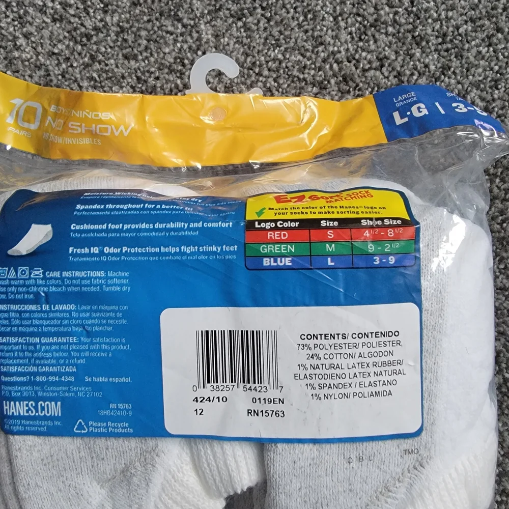 Hanes Boys' Cushion No Show Socks - 10 Pairs